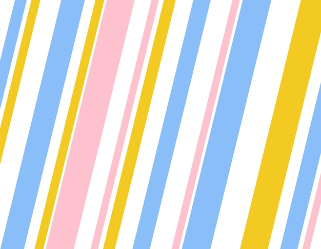 Background with colorful diagonal blue pink yellow white lines of different widths