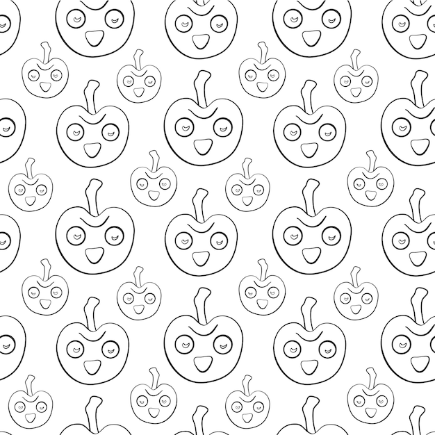 Background with cute apples Apple fruit Seamless pattern Vector illustration