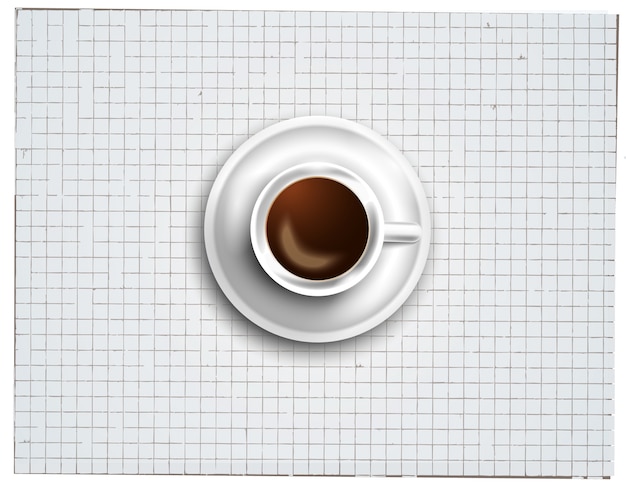 background with a fresh coffee on table with icons