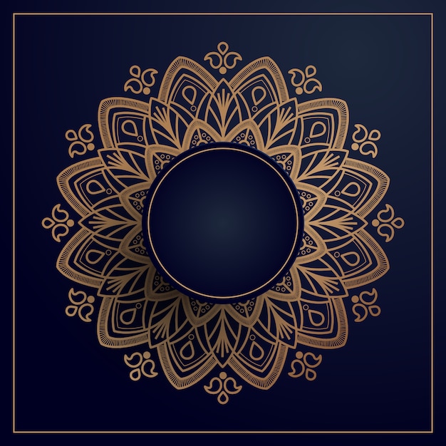 background with golden mandala and dark blue background