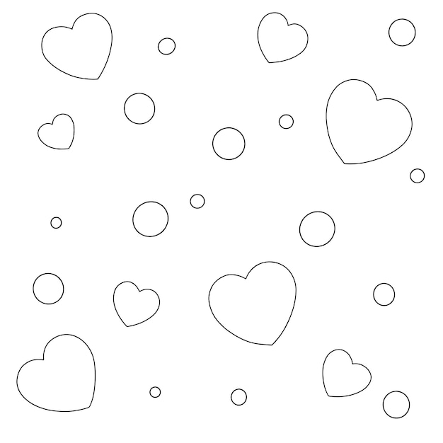 Background with hearts Coloring book page for kids Valentine's Day