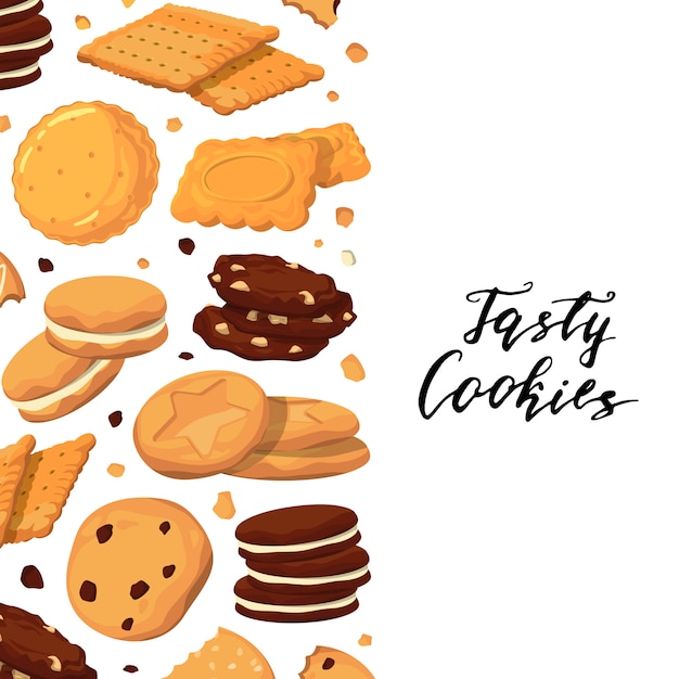 background with lettering and with cartoon cookies