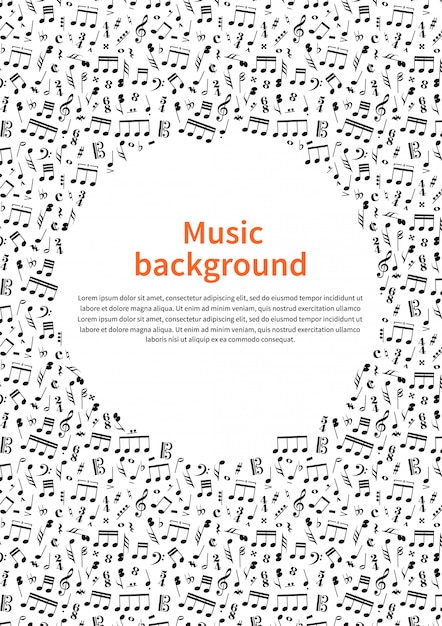 Background with music signs and text template