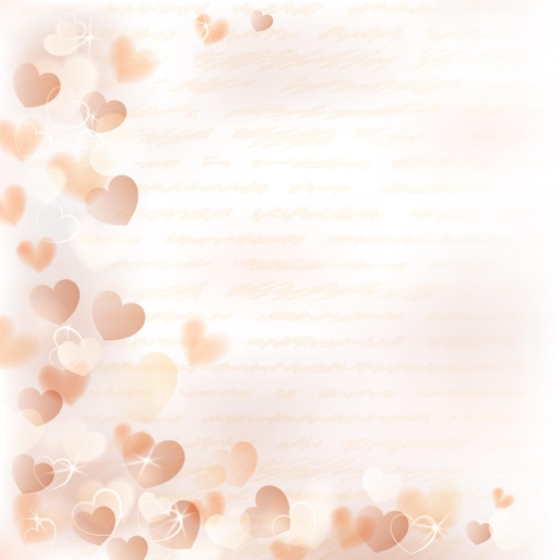 Background with small beige hearts and handwritten text