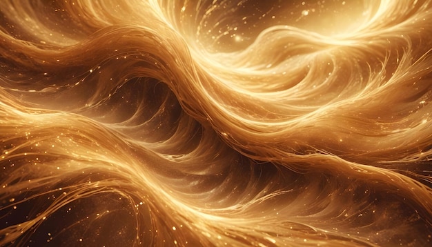 Vector a background with swirling waves of golden light suggesting a sense of movement and flow possibly a cosmic nebula or a stream of energy