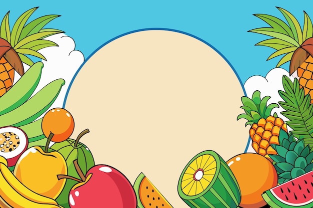 background with tropical fruits and berries design vector illustration