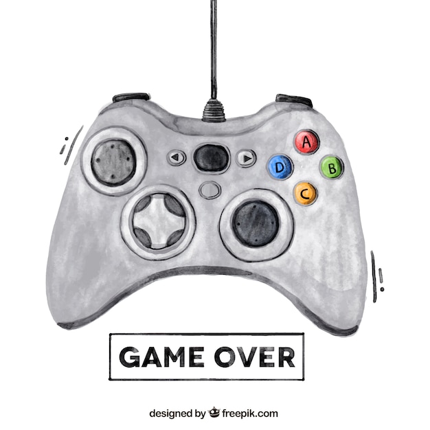 Vector background with a watercolor game controller