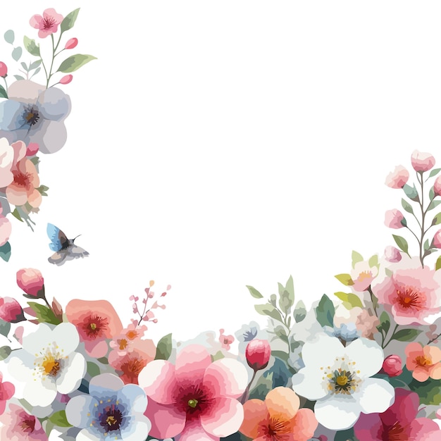 Background with watercolor Spring flowers for woman day easter 8 march