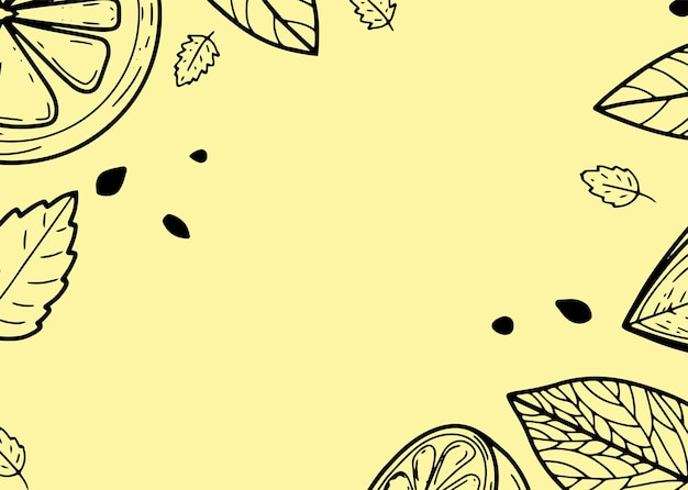 Backgrounds with lemon flower and leaves Linear minimalistic banner