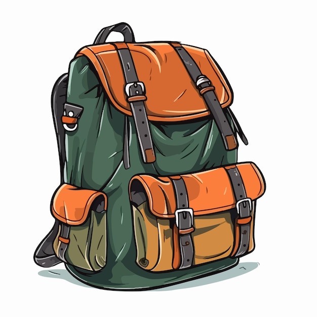 Backpack flat vector illustration backpack hand drawing isolated vector illustration