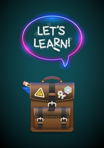 Backpack and Lets Learn Lettering with Neon