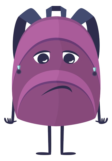 Backpack sad character Cartoon school emotional mascot