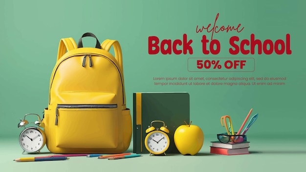 Backtoschool sale background or web banner template