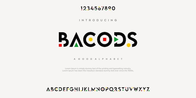 BACODS Modern abstract digital alphabet font Minimal technology typography Creative urban sport