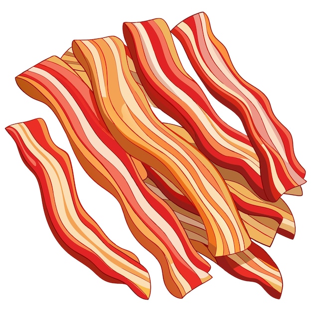 Vector bacon strips arranged on a white background