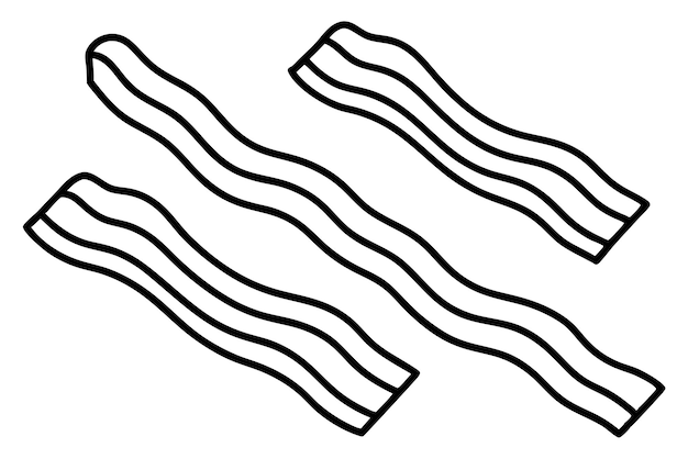 Vector bacon strips line art mouthwatering breakfast piece