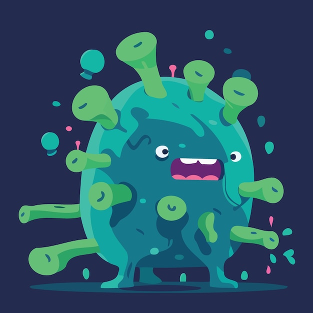 Bacteria character blue and green