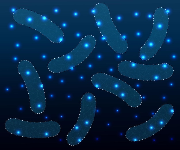 Vector bacteria probiotics polygon blue 3