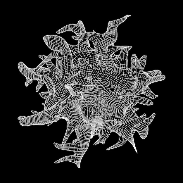 Vector bacteria virus wireframe mesh