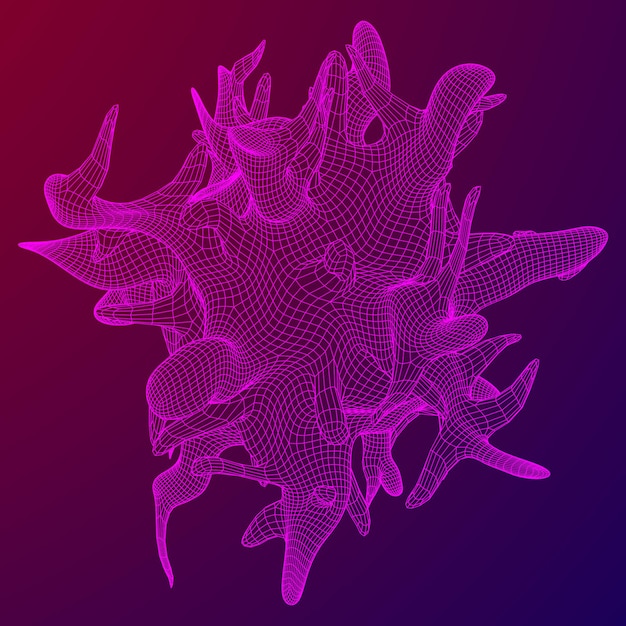 Vector bacteria virus wireframe mesh