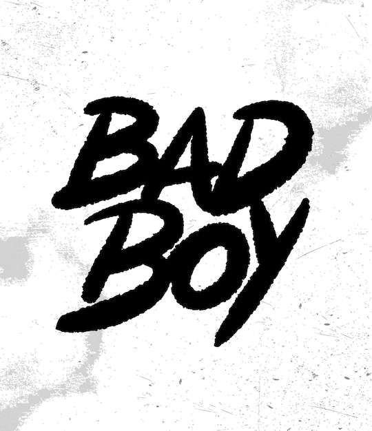 Bad Boy Lettering for tshirt sticker print Retro vintage hand drawn monochrome badge