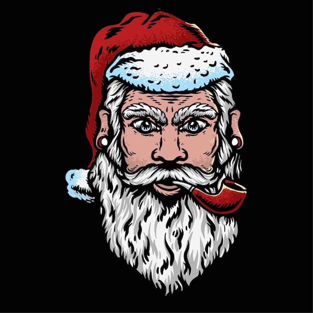 Bad santa head Vector illustration