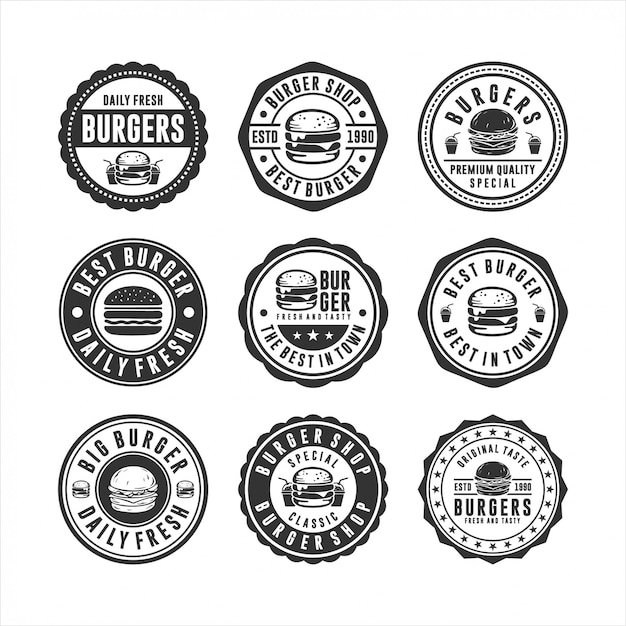 Badge Burger stamps design set