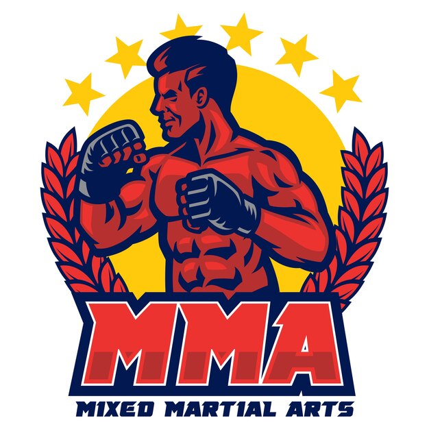 Badge design mma isolated on white