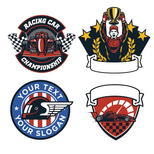 Badge design set of formula car race