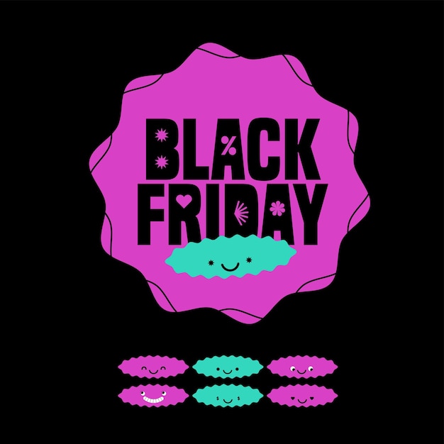 badge and fun sticker black friday modern