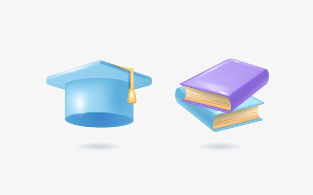 The badge of the graduates cap and the badge of the book for the student the icon of the education e