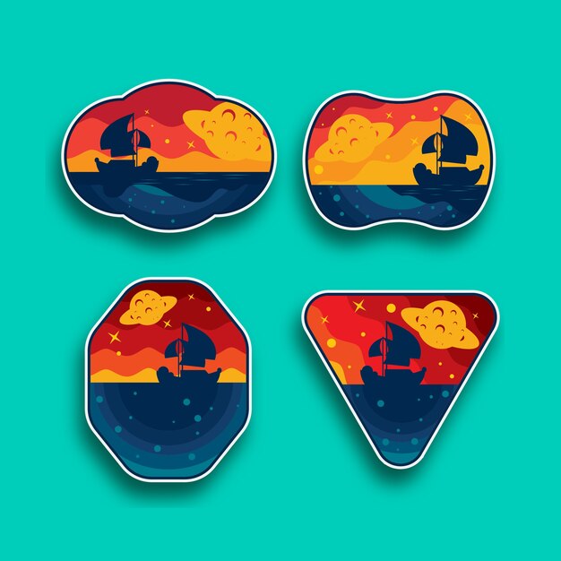 badge pack of traveling illustrartions