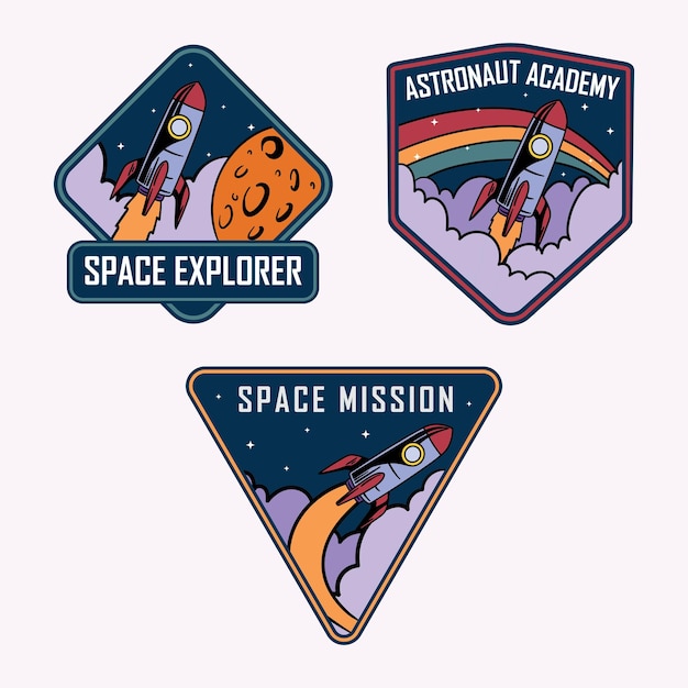 Badge Space Rocket Set