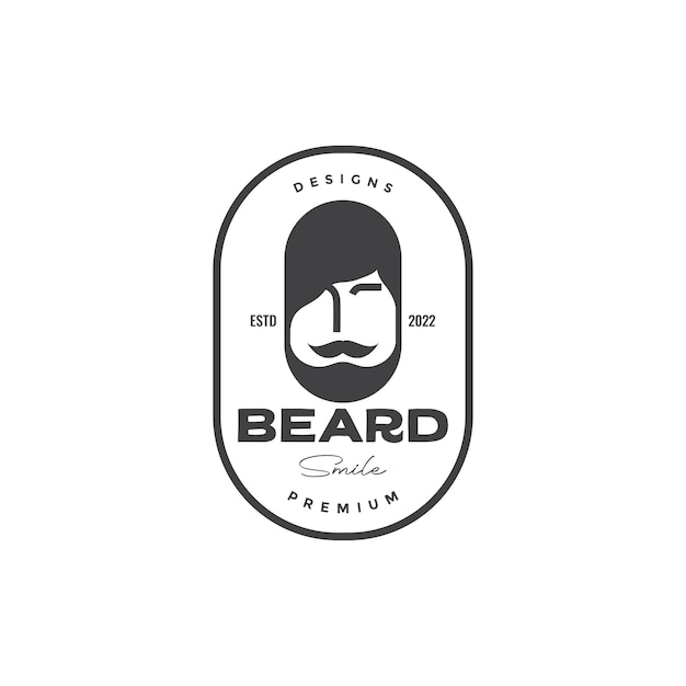 Badge with fat man beard logo design vector graphic symbol icon illustration creative idea