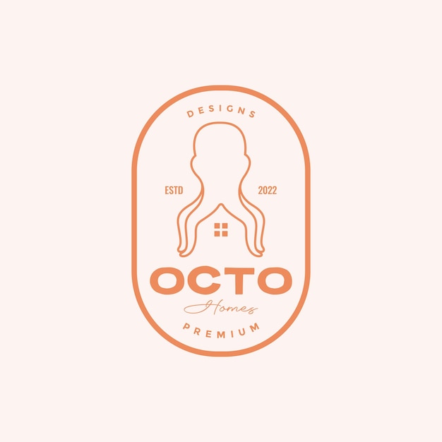 Badge with octopus home logo design vector graphic symbol icon illustration creative idea