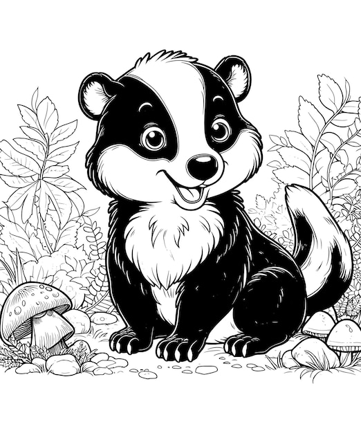 Badger coloring pages vector art and illustration