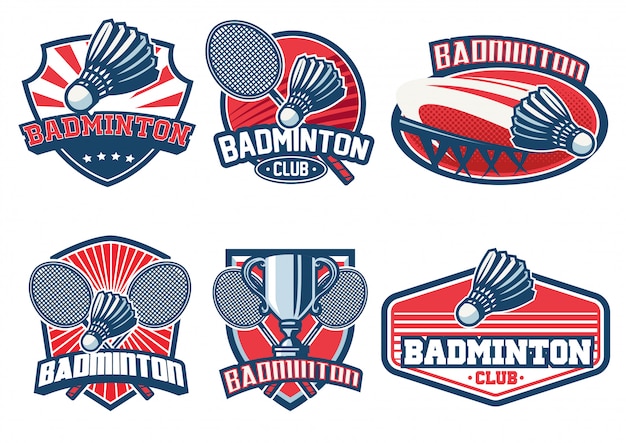 Badminton badge design set