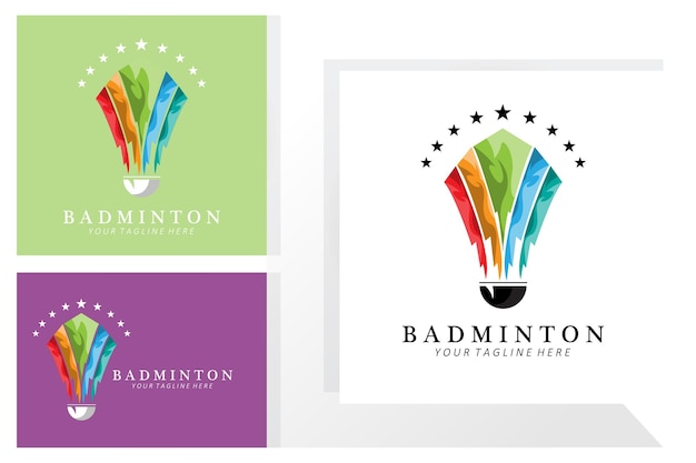 Badminton logo design vector icon for athletics competitions