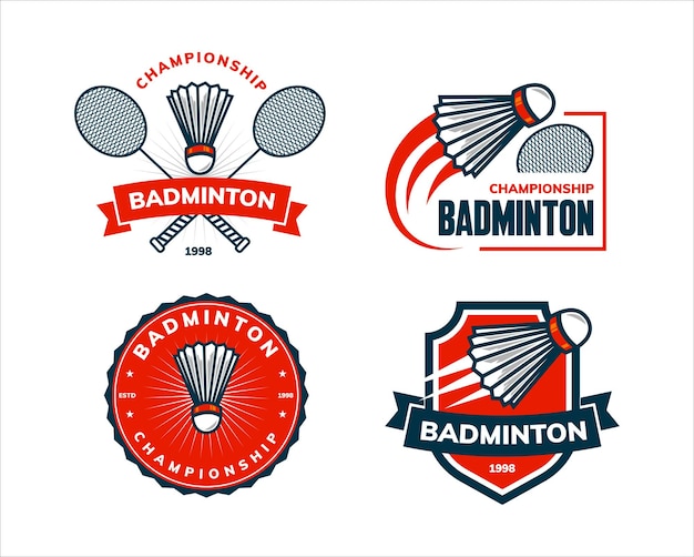 Vector badminton logo set