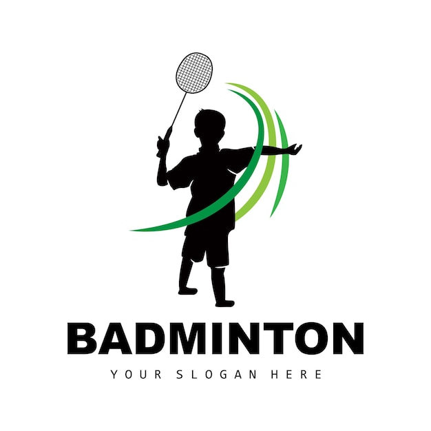 Badminton Logo Sport Branch Design Vector Abstract Badminton Players Silhouette Collection