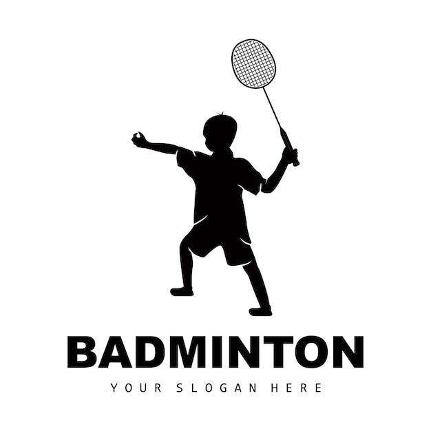 Badminton Logo Sport Branch Design Vector Abstract Badminton Players Silhouette Collection