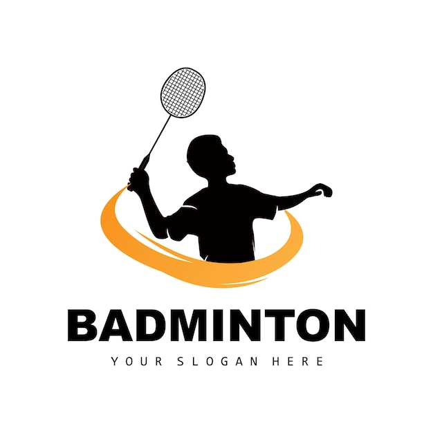 Badminton Logo Sport Branch Design Vector Abstract Badminton Players Silhouette Collection