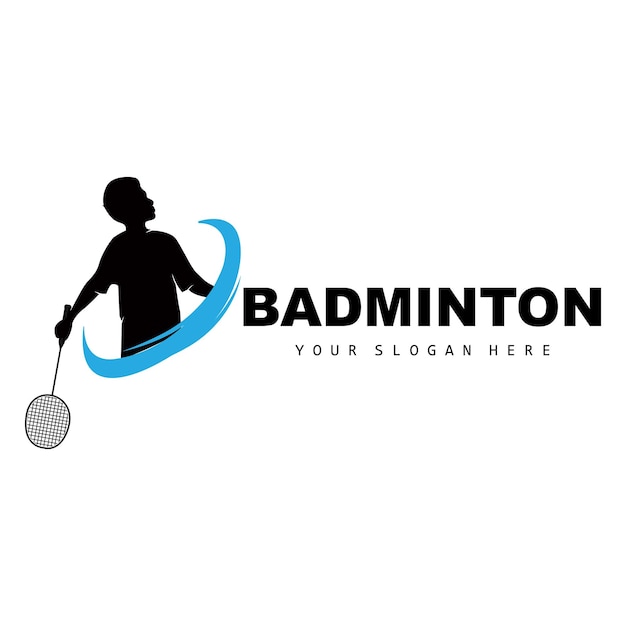 Badminton Logo Sport Branch Design Vector Abstract Badminton Players Silhouette Collection