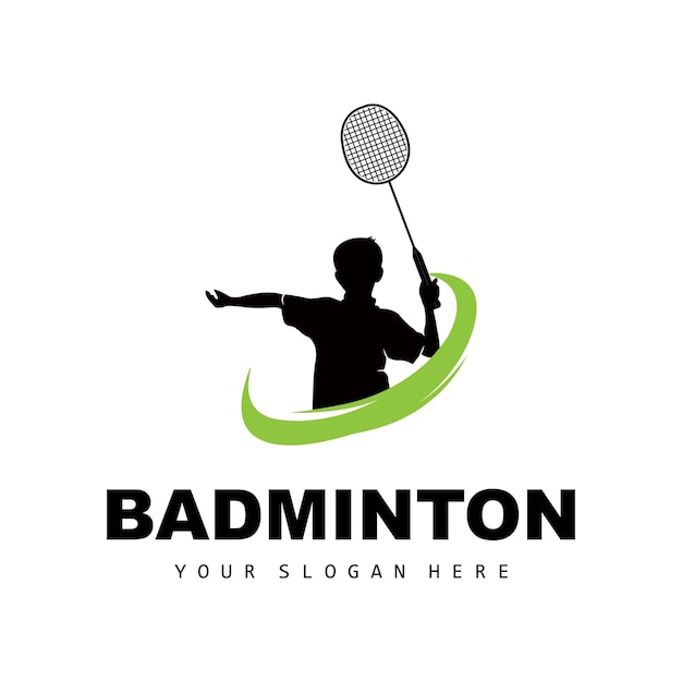 Badminton Logo Sport Branch Design Vector Abstract Badminton Players Silhouette Collection