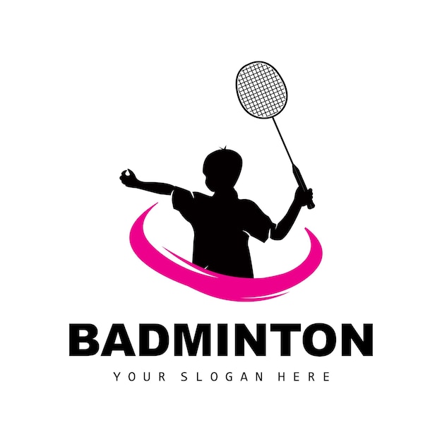 Badminton Logo Sport Branch Design Vector Abstract Badminton Players Silhouette Collection