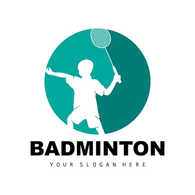 Badminton Logo Sport Branch Design Vector Abstract Badminton Players Silhouette Collection