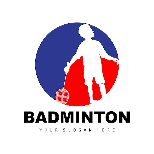 Badminton Logo Sport Branch Design Vector Abstract Badminton Players Silhouette Collection