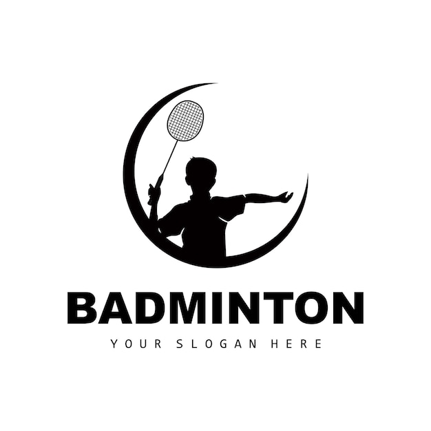 Badminton Logo Sport Branch Design Vector Abstract Badminton Players Silhouette Collection