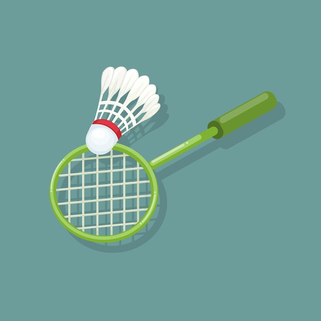 Badminton racket and shuttlecock sport symbol cartoon illustration vector