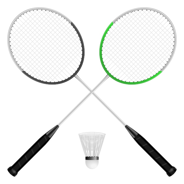 Badminton shuttlecock and rackets